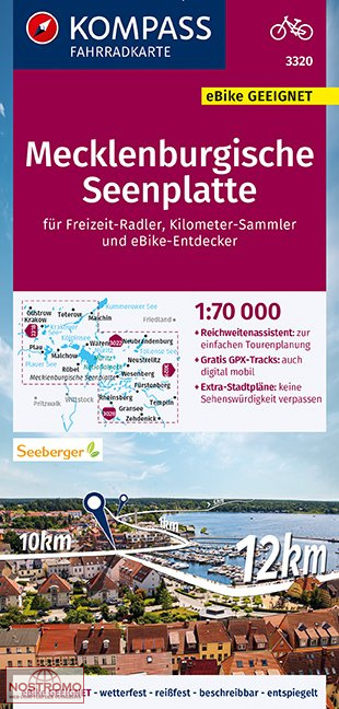 3320 MECKLENBURGISCHE SEENPLATTE | carte de cyclotourisme Kompass