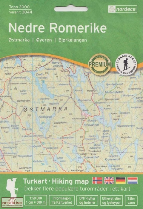 3044 NEDRE ROMERIKE | carte de randonnée Nordeca