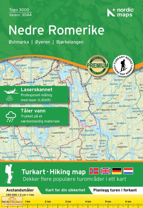 3044 NEDRE ROMERIKE | Nordic Maps hiking map