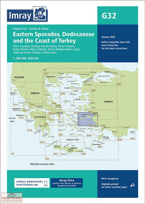 G32 SPORADES EST, DODÉCANÈSE ET CÔTE TURQUE | carte marine Imray