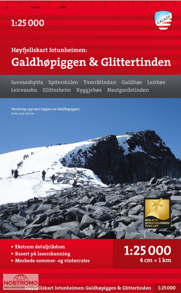 GALDHØPIGGEN & GLITTERTINDEN | carte de randonnée Calazo