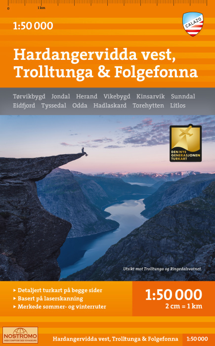 HARDANGERVIDDA VEST, TROLLTUNGA & FOLGEFONNA | carte de randonnée Calazo