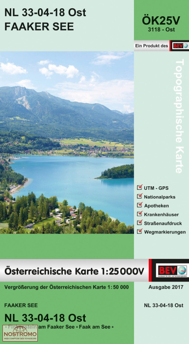 3118-OST FAAKER SEE | carte topographique BEV