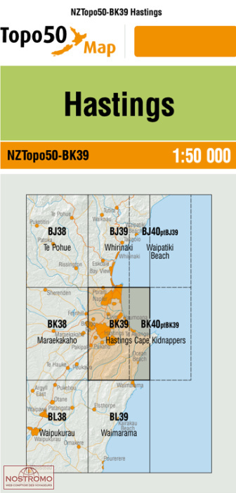 BK39 HASTINGS | carte topographique LINZ