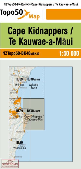 BK40PTBK39 CAPE KIDNAPPERS / TE KAUWAE-E-MAUI | carte topographique LINZ