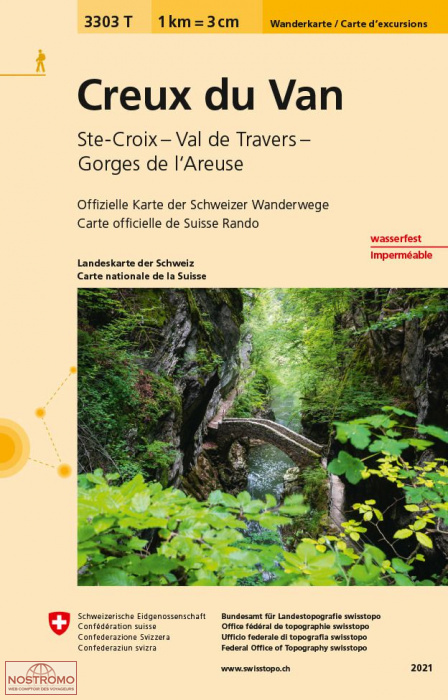 3303T CREUX DU VAN - STE CROIX - VAL DE TRAVERS - GORGES DE L'AREUSE | Swisstopo hiking map