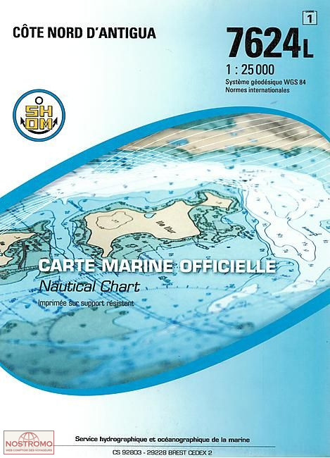 7624L NORTH COAST OF ANTIGUA | SHOM nautical chart
