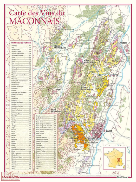 CARTE DES VINS DU MÂCONNAIS | poster Benoit France