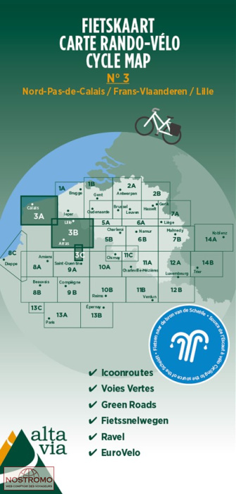 FRANCE NORTH - CALAIS 3A/3B/3C | Alta Via cycling map