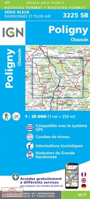 3225SB POLIGNY - CHAUSSIN | carte de randonnée IGN
