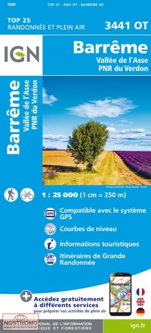 3441OT BARRÊME | carte de randonnée IGN