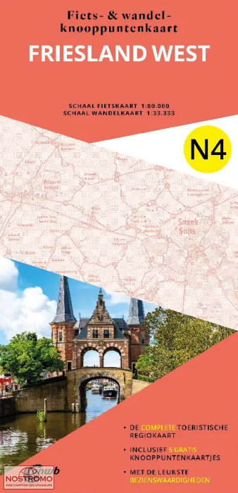 N4 FRIESLAND WEST | carte de cyclotourisme et de randonnée ANWB
