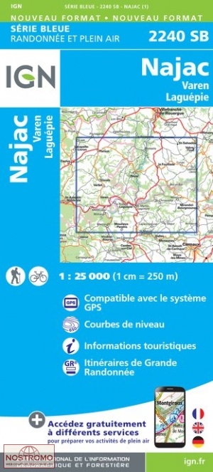 2240SB NAJAC | carte de randonnée IGN