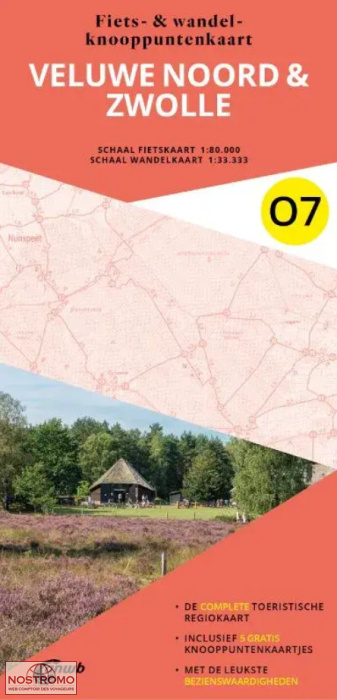 07 VELUWE NOORD & ZWOLLE | carte de cyclotourisme et de randonnée ANWB