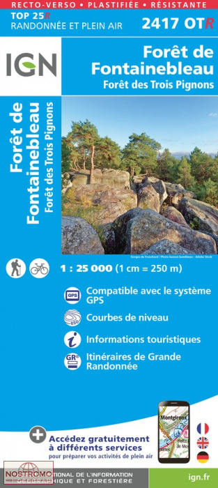 2417OTR FORÊTS DE FONTAINEBLEAU | carte de randonnée IGN
