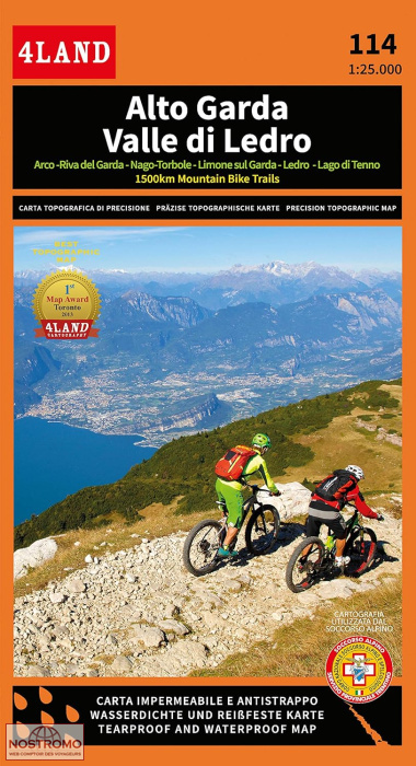 114 ALTO GARDA - VALLE DI LEDRO | carte de randonnée et VTT 4Land