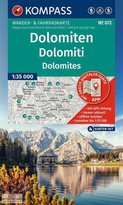672 DOLOMITES | cartes de randonnée Kompass