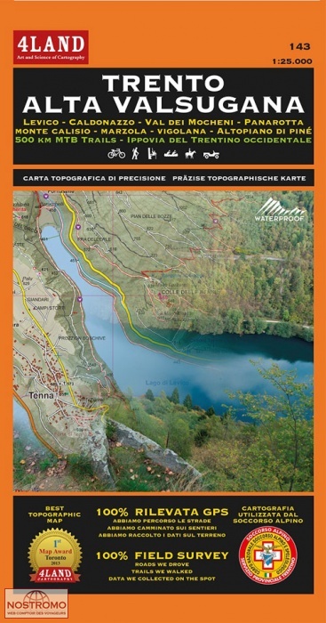 143 TRENTO -  ALTA VALSUGANA | 4Land hiking and biking map