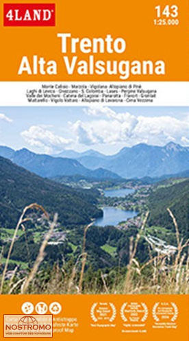 143 TRENTO -  ALTA VALSUGANA | carte de randonnée et VTT 4Land