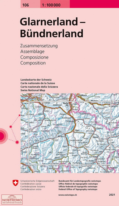 106 GLANERLAND - BÜNDNERLAND | carte topographique Swisstopo