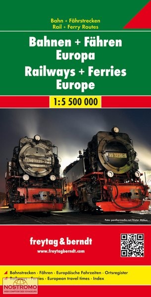 EUROPE - CHEMINS DE FER ET LIGNES DE FERRIES | carte touristique Freytag & Berndt