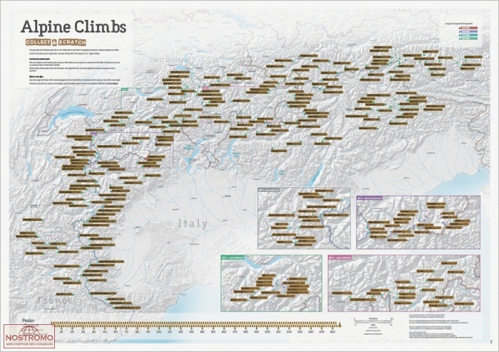 ALPINE CLIMBS | Maps International scratch wall map