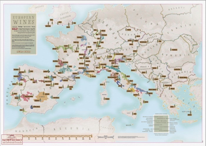 EUROPEAN WINES | Maps International scratch wall map