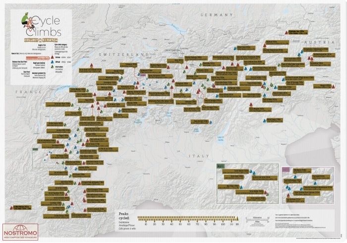 ALPINE CYCLE CLIMBS | Maps International scratch wall map