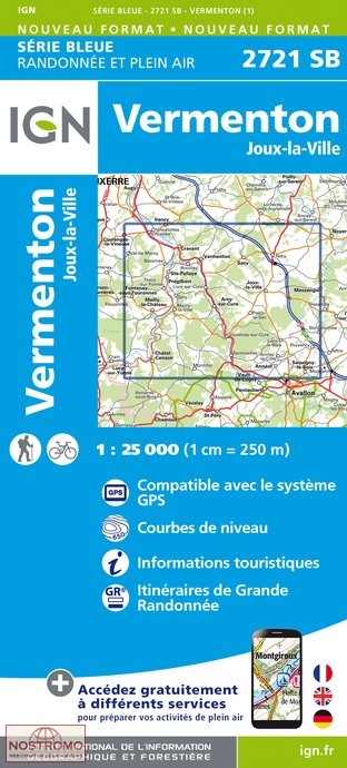 2721SB VERMENTON | carte de randonnée IGN