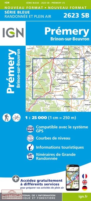 2623SB PRÉMERY | carte de randonnée IGN