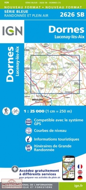 2626SB DORNES - LUCENAY-LES-AIX | carte de randonnée IGN