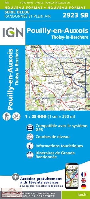 2923SB POUILLY-EN-AUXOIS | carte de randonnée IGN