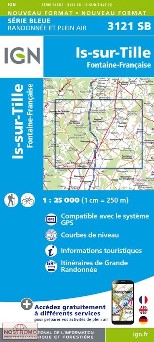 3121SB IS-SUR-TILLE | carte de randonnée IGN