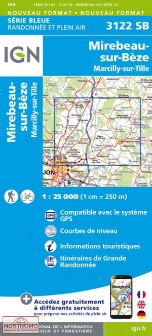 3122SB MIREBEAU-SUR-BÈZE | carte de randonnée IGN