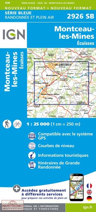 2926SB MONTCEAU-LES-MINES | carte de randonnée IGN