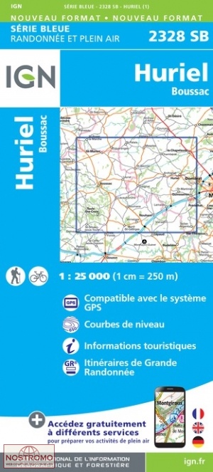 2328SB HURIEL - BOUSSAC | carte de randonnée IGN
