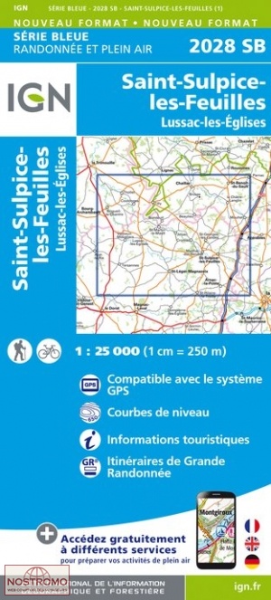 2028SB SAINT-SULPICE-LES-FEUILLES | carte de randonnée IGN